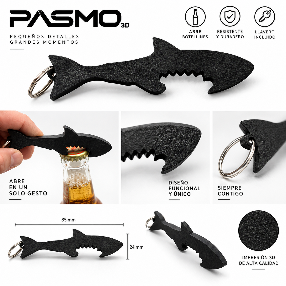 SharkKey – Llavero Abrebotellines Tiburón